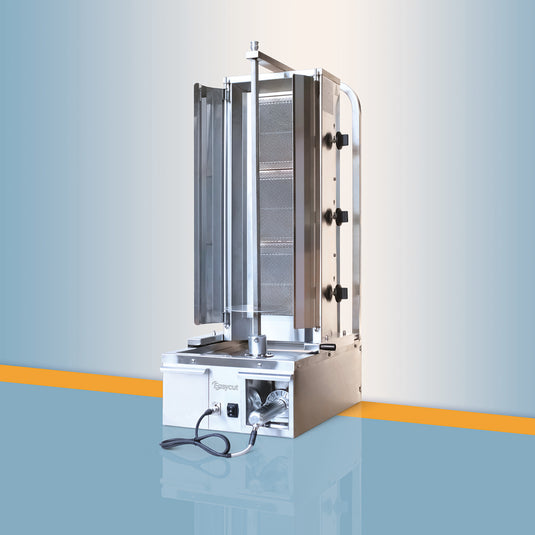 Easy-Cut Narrow 3 Burner Gas Doner Kebab Machine 10.5kW Compact Shawarma Grill
