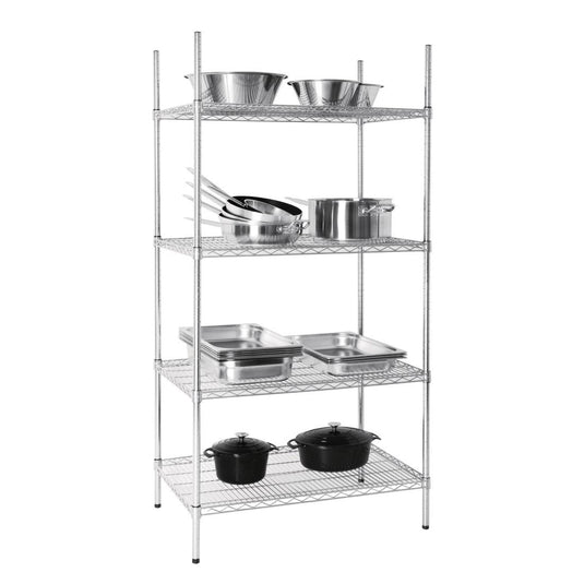 Galvanised Zinc 4 Tier Wire Shelving Kit 915w x 610d (KM-U256)