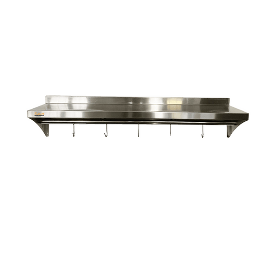 KAMIL Stainless Steel Wall Shelf With Hooks 150Cm