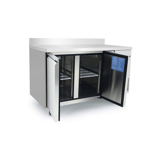 Atosa Commercial 2 Door Under Counter Fridge 280L with Splash Back | Stainless Steel Prep Table
