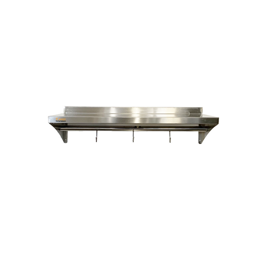 KAMIL Stainless Steel Wall Shelf With Hooks 90Cm
