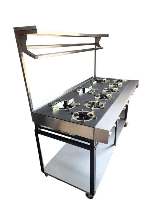 Commercial Heavy Flame 9 burners Indian Cooker Width 180 Cm & 72 kw