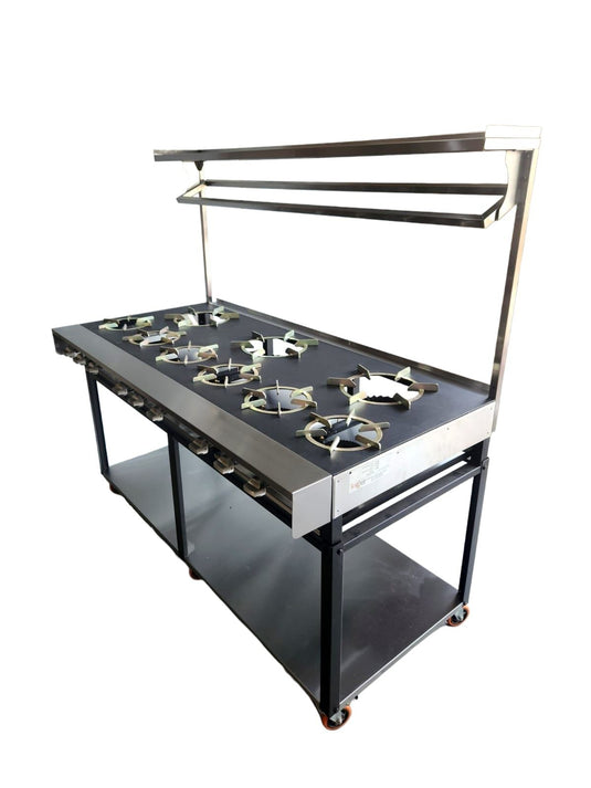 Commercial Heavy Flame 9 burners Indian Cooker Width 180 Cm & 72 kw