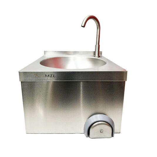 Commercial Stainless Steel Round Knee Operated Hand Wash Sink With Tap