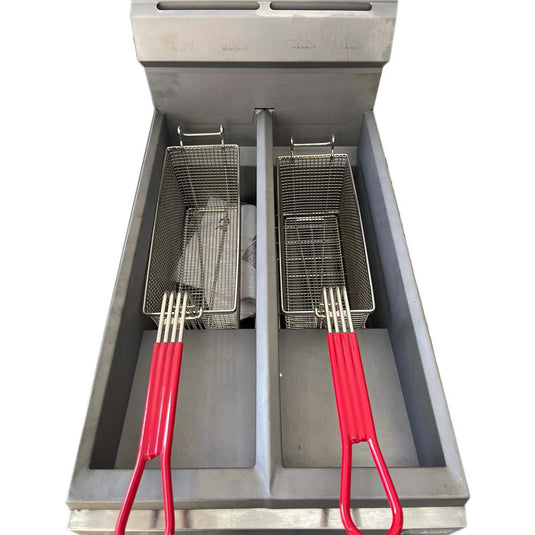 Chips Fryer Free Standing Twin Tank 4 Burners Gas Fryer 35 Kw