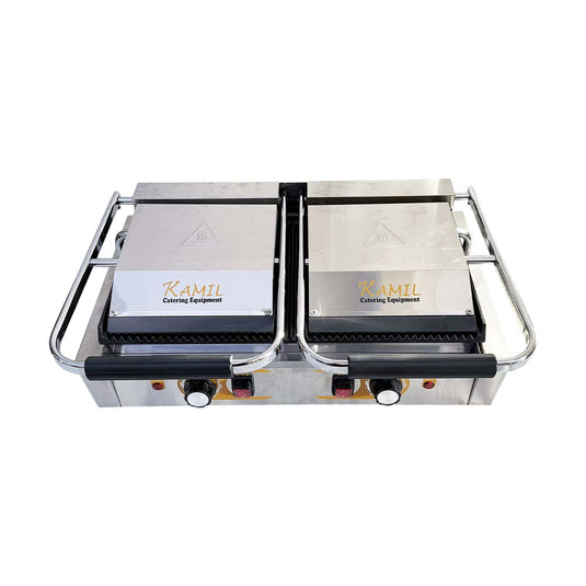 KAMIL Commercial Cast Iron Double Ribbed Grill Double Contact Grill