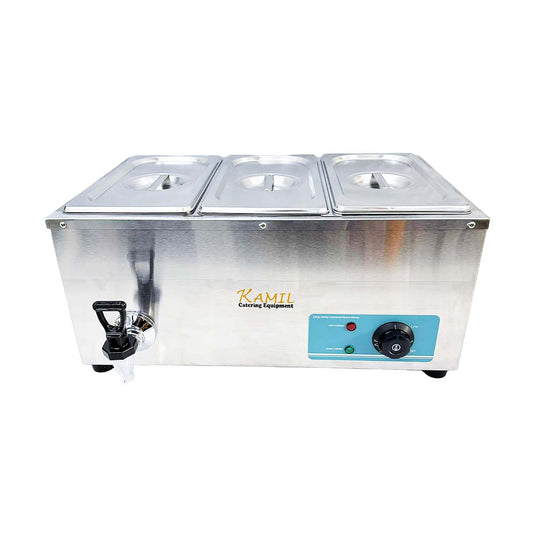 Electric Bain Marie Food Warmer 3 X 1/3 Pan Commercial Countertop 1.5kW