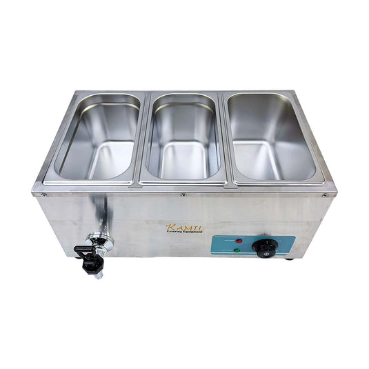 Electric Bain Marie Food Warmer 3 X 1/3 Pan Commercial Countertop 1.5kW