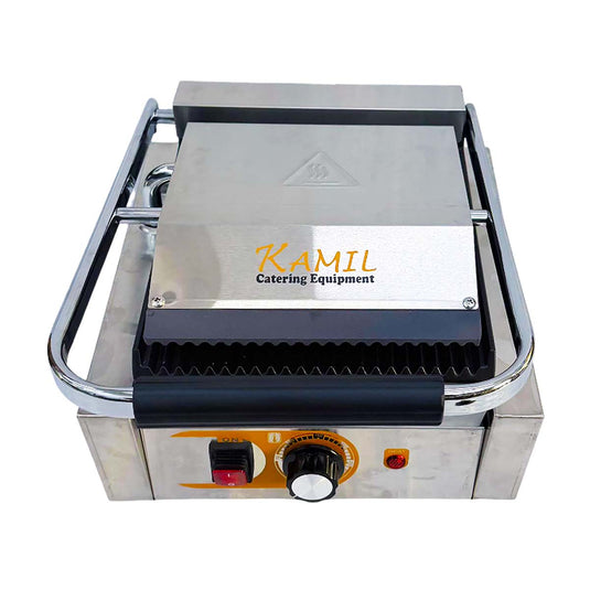 KAMIL Commercial Cast Iron Double Ribbed Grill Compact Contact Grill