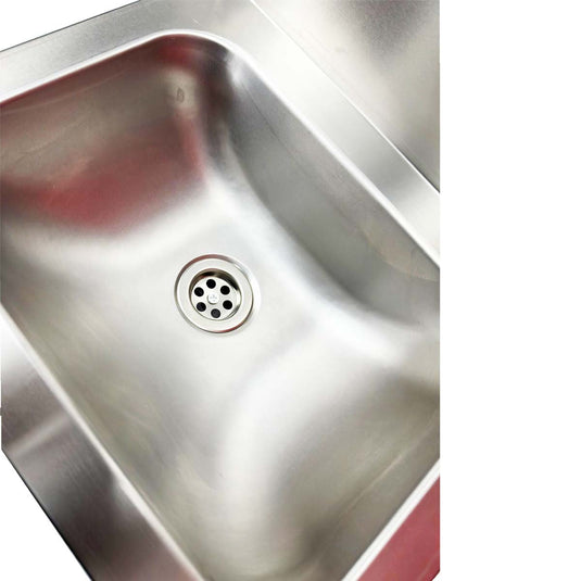Commercial Stainless Steel Plain Knee Press Hand Wash Sink With Back Upstand & Tap Width 33 Cm