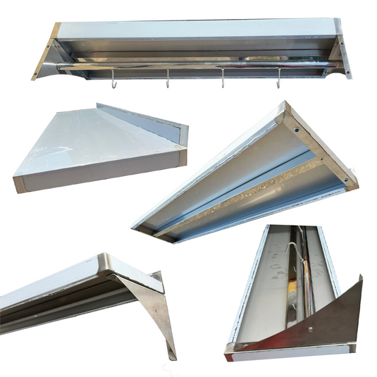 KAMIL Stainless Steel Wall Shelf With Hooks 180Cm