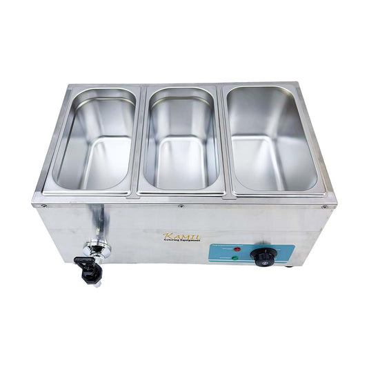 Electric Bain Marie Food Warmer 3 X 1/3 Pan Commercial Countertop 1.5kW