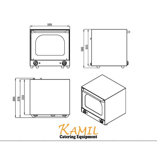 Kamil Commercial 62 Litre Electric Convection Oven with 4 Trays