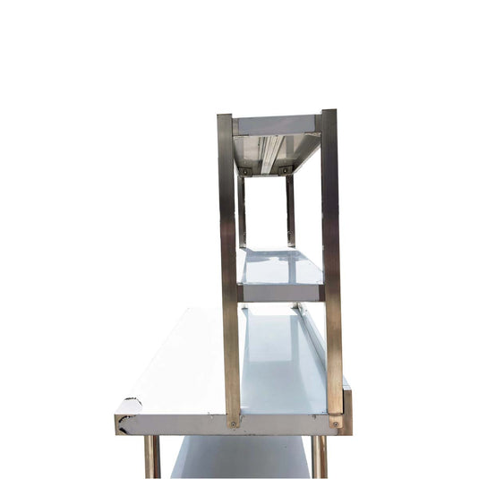KAMIL Stainless Steel Adjustable Over Table Shelf Double Teirs 180 X 30 Cm