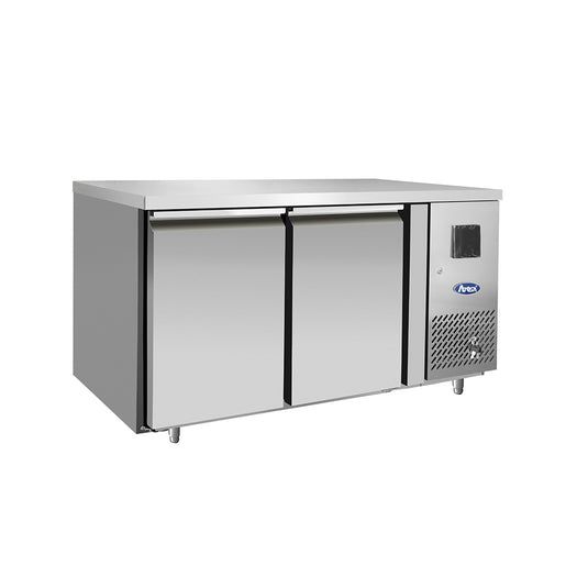 Stainless steel refrigerator with a white background