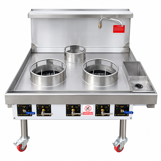 3 Burner Chinese Wok Cooker – Double Line