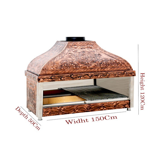 Copper Mangal BBQ Charcoal Grill 1.5-Metre - dimensions diagram