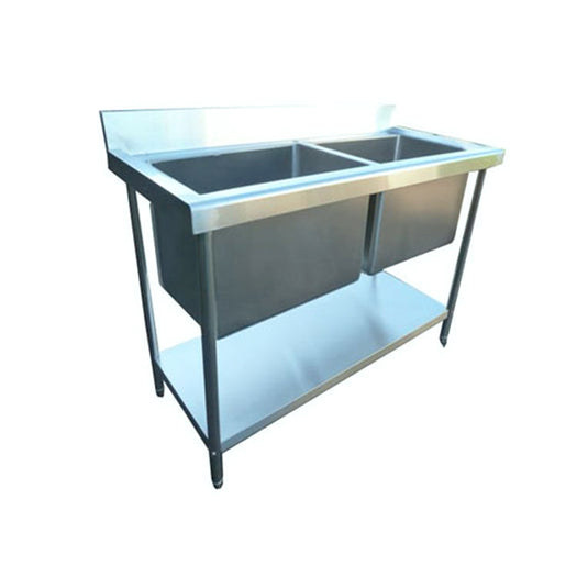 Commercial Stainless Steel Double Deep Bowl Sink – 140cm/56″