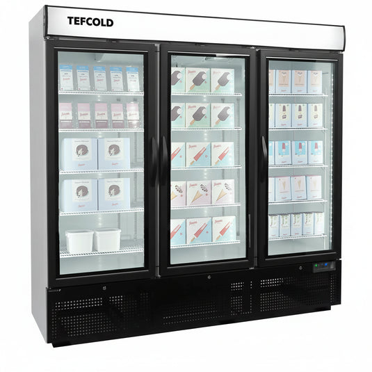 Tefcold Commercial 3 Door Upright Glass Door Freezer 1784L