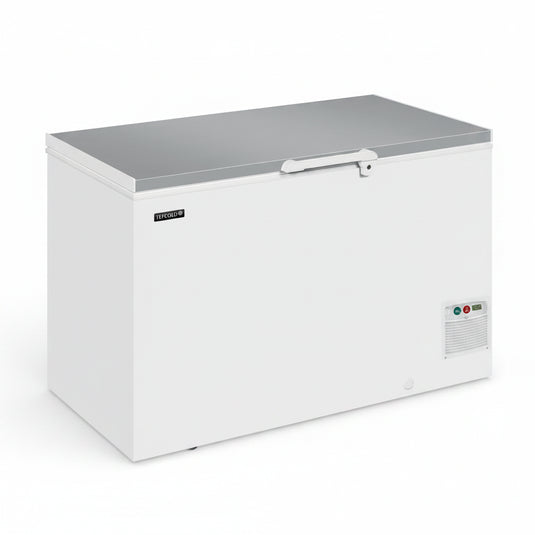 Tefcold Commercial Solid Lid Chest Freezer 416L | Eco Design Stainless Steel Chest Freezer