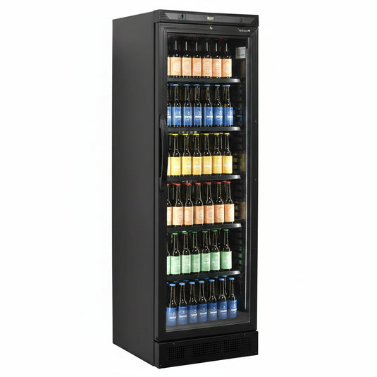Tefcold Commercial Single Door Left Hand Glass Door Merchandiser 219L | Left Hand Premium Branded Cooler