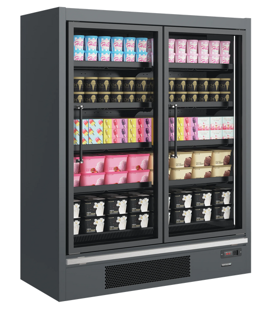 Tefcold Commercial 2 Door Glass Door Display Freezer 1646L
