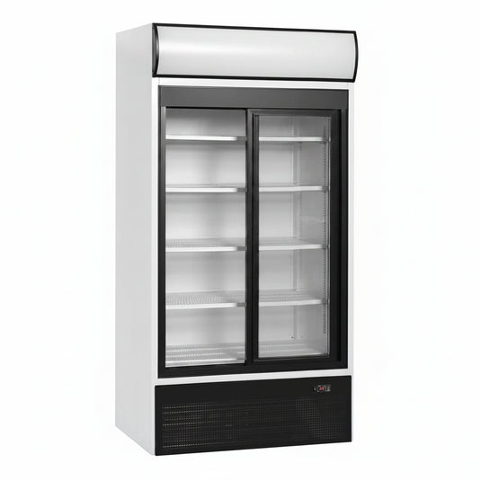 Tefcold Commercial 2 Door Sliding Glass Door Merchandiser (2-Door Sliding) 524L | Wide Sliding Door Display Fridge