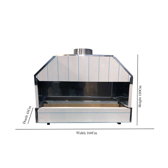 Stainless Steel Charcoal BBQ Mangal Grill 1-Metre - dimensions diagram