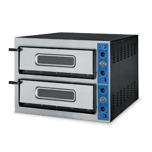 Italian Double Deck Stone Base Electric Pizza Oven – 6+6 x 14" Pizza Capacity