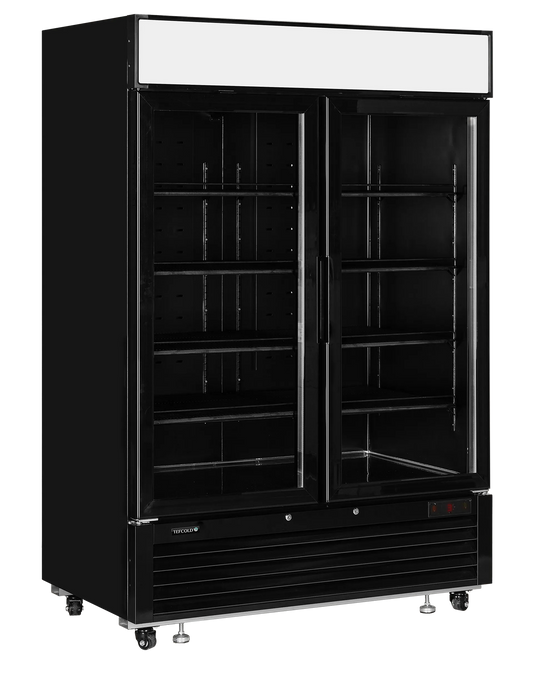 Tefcold Commercial 2 Door Glass Door Merchandiser (2-Door) 922L | Stay-Open Door Drinks Cooler
