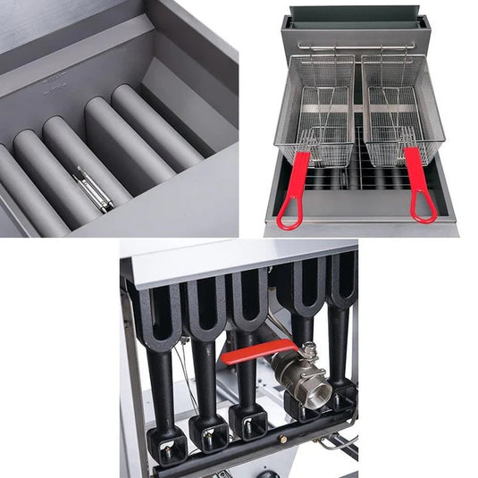 Chips Fryer Free Standing Single Tank 5 Burners Gas Fryer 44 kW