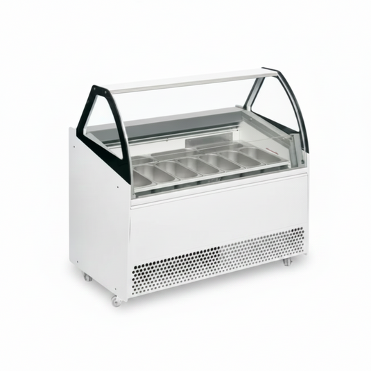 Commercial 10 Pan High Vision Ice Cream Display Freezer 300L | Low Front Glass Napoli Cabinet