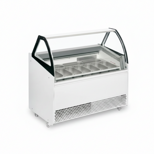 Commercial 10 Pan High Vision Ice Cream Display Freezer 300L | Low Front Glass Napoli Cabinet