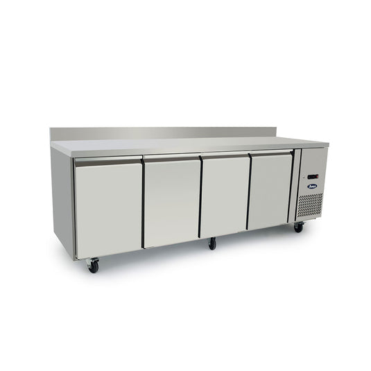 Atosa Commercial 4 Door Under Counter Freezer 510L with Splash Back | Stainless Steel Freezer Table