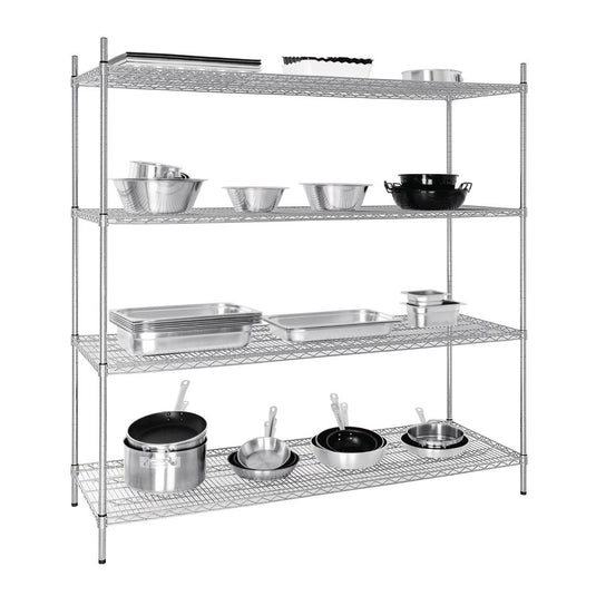 Galvanised Zinc 4 Tier Wire Shelving Kit 1830w x 610d (KM-U259)