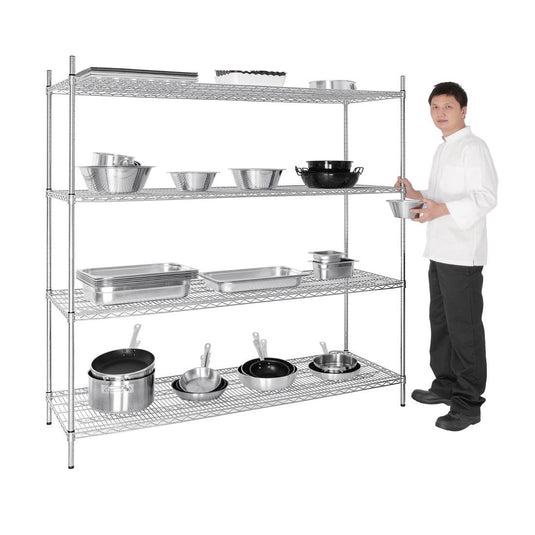 Galvanised Zinc 4 Tier Wire Shelving Kit 1830w x 610d (KM-U259)
