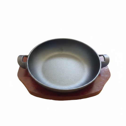 16cm Cast Iron Balti With Wood Base