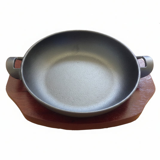 20cm Cast Iron Balti With Wood Base