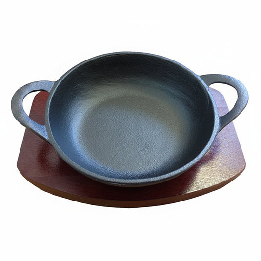 15cm Cast Iron Balti With Wood Base