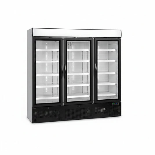 Tefcold Commercial 3 Door Glass Door Merchandiser (3-Door) 1657L | Large Format Supermarket Cooler