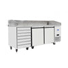Pizza Prep Counter EPF3480GR 2 Doors + 7nr Ambient Drawers Marble Top