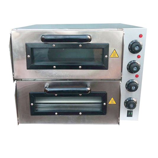 20" Double Deck Electric Pizza Oven | Commercial Stone Base