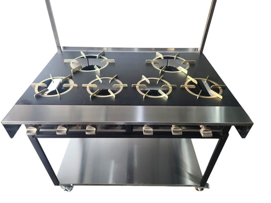 Commercial Heavy Flame 6 burners Indian Cooker Width 120 Cm & 48 kw