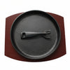 Sizzle Platter 25cm Round with Wood Base & Lifter | Cast Iron Serving Platter