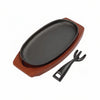 Sizzle Platter 28cm Oval with Wood Base & Lifter | Cast Iron Serving Platter