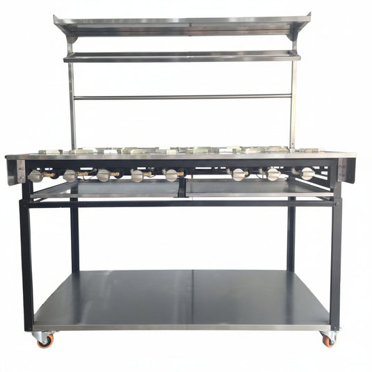 Commercial Heavy Flame 8 burners Indian Cooker Width 150 Cm & 65 kw