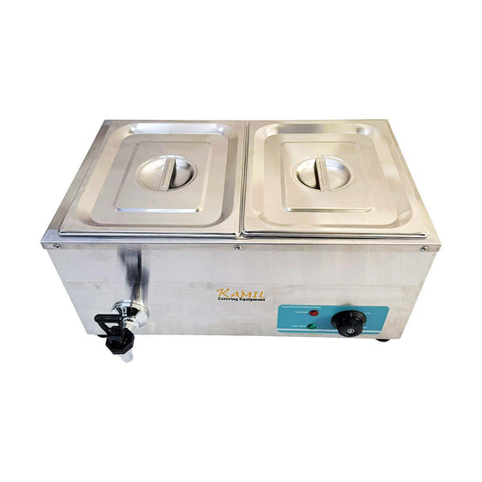 Electric Bain Marie Food Warmer 2 X 1/2 Pan Commercial Countertop 1.5kW
