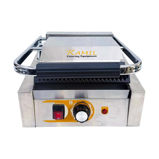 KAMIL Commercial Cast Iron Double Ribbed Grill Compact Contact Grill