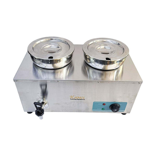 Kamil Round Pot Electric Food Warming/Bain Maire 2 X 6 Litre Pot