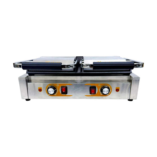Kamil Heavy-Duty Twin Electric Contact Grill – Ribbed Top & Smooth Bottom (240V)